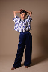 Boxy Half Shirt With Pleated Pants image 0