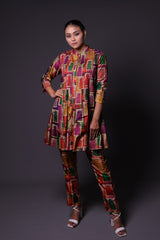 Hand Embroidered Pintuck Kurti With Pants image 2