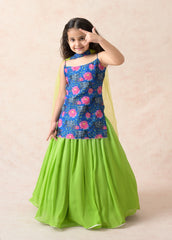 Kurti with silk lehenga, dupatta image 3