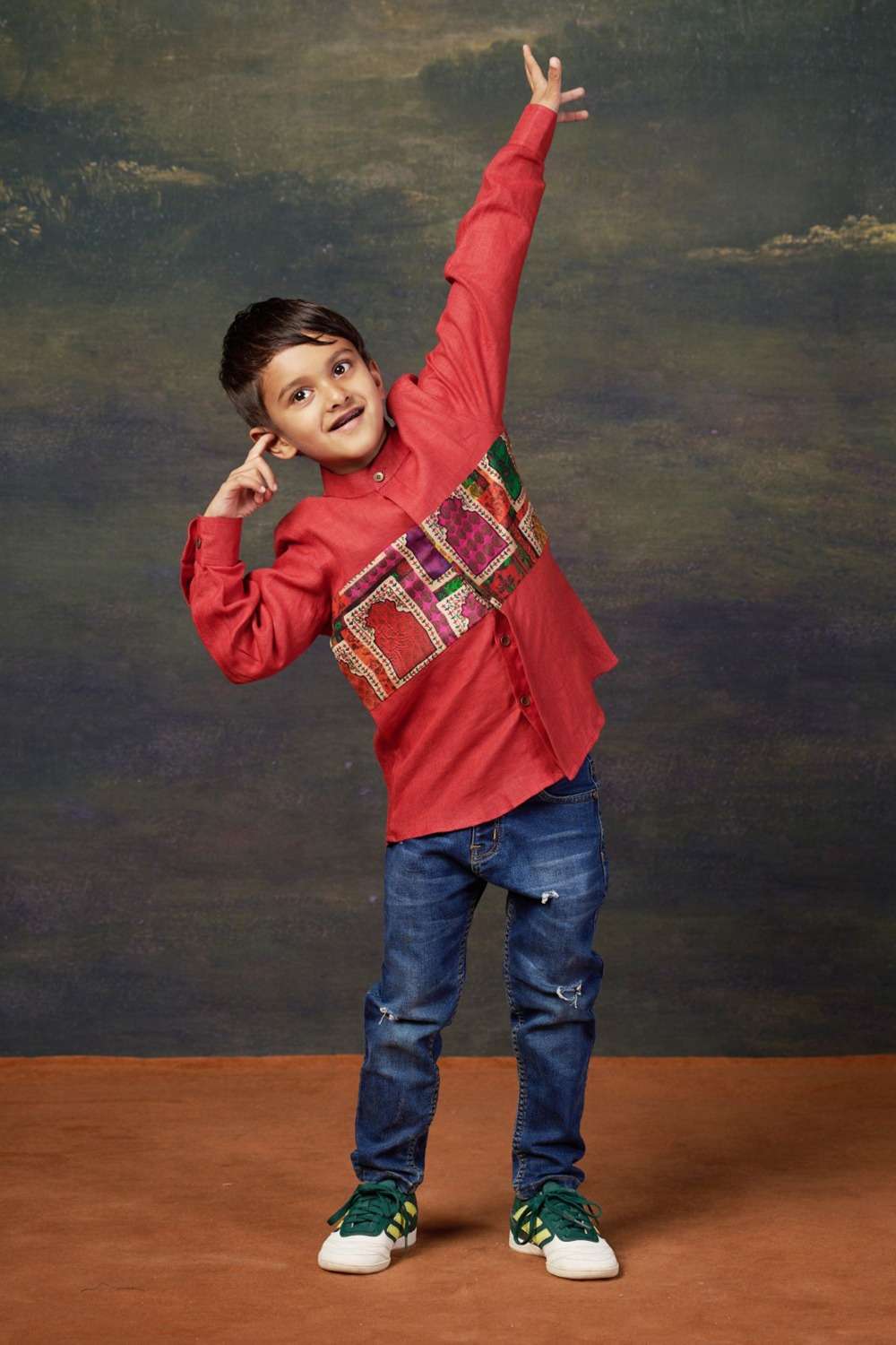 Red Shirt with Jharokha Panel image 2