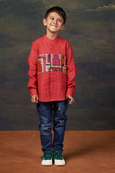 Red Shirt with Jharokha Panel image 0