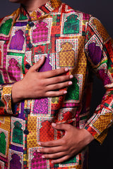 Nehru Jacket With Asymmetrical Kurta And Pant image 5