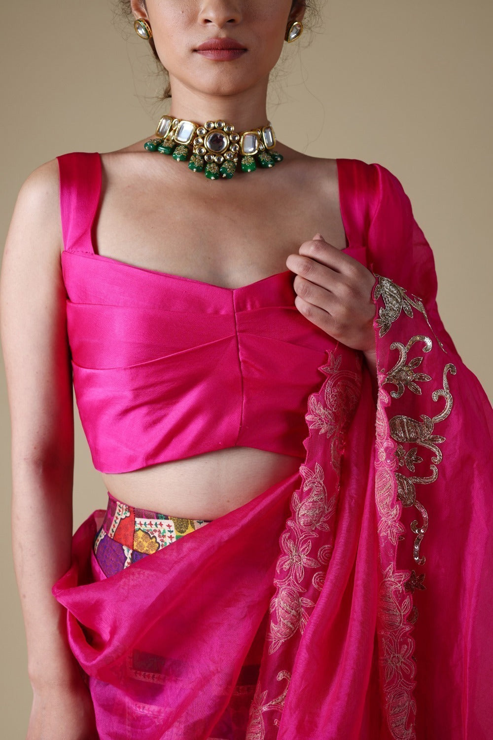 Mitali Nag Hand-Embroidered Zardosi Work Dupatta With Lehenga And Blouse image 4