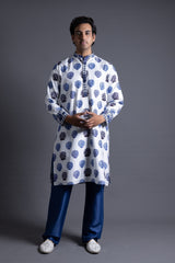 Hand Embroidered Buuti Print Kurta With Pyjama image 0