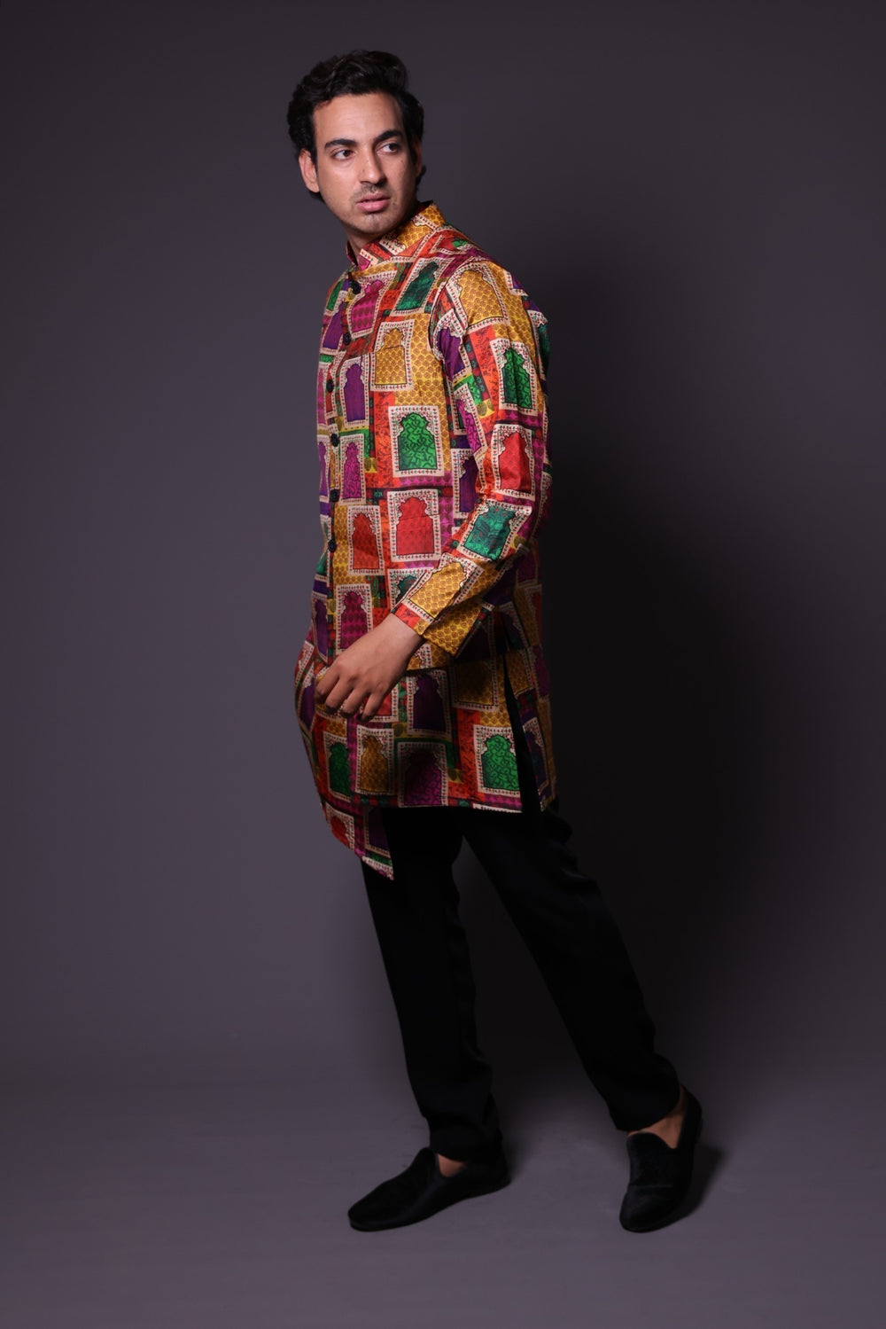 Nehru Jacket With Asymmetrical Kurta And Pant image 6