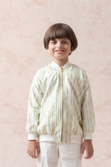 Chanderi silk bomber jacket image 0