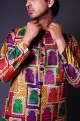 Nehru Jacket With Asymmetrical Kurta And Pant image 4