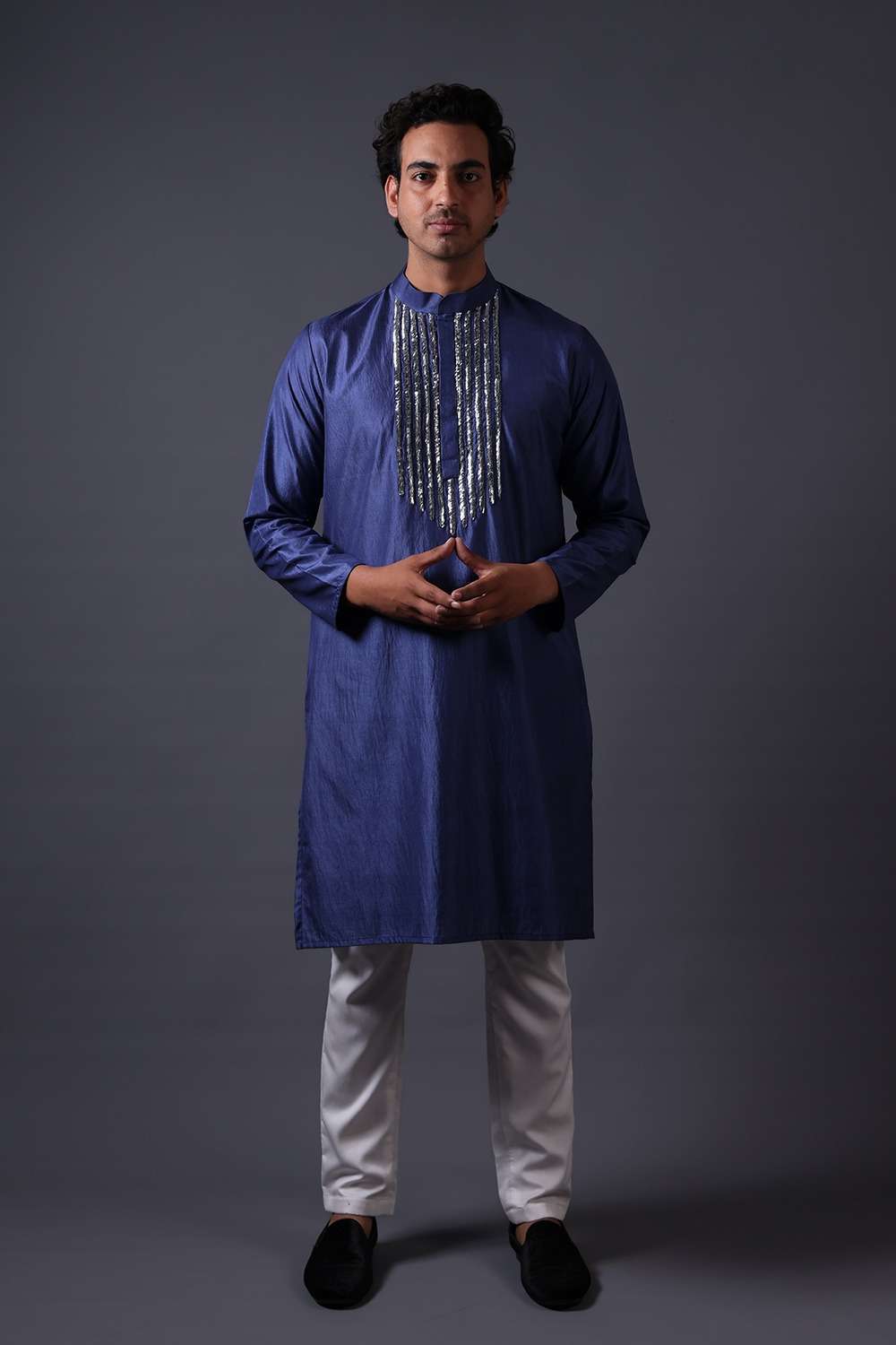 Neeli buti Hand Embroidered twinning set for Father + Son image 1