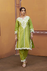 Hand embroidery dori cut work kurta set image 2