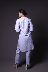 Blue and White Stripes Print Kurta with Palazzo image 1