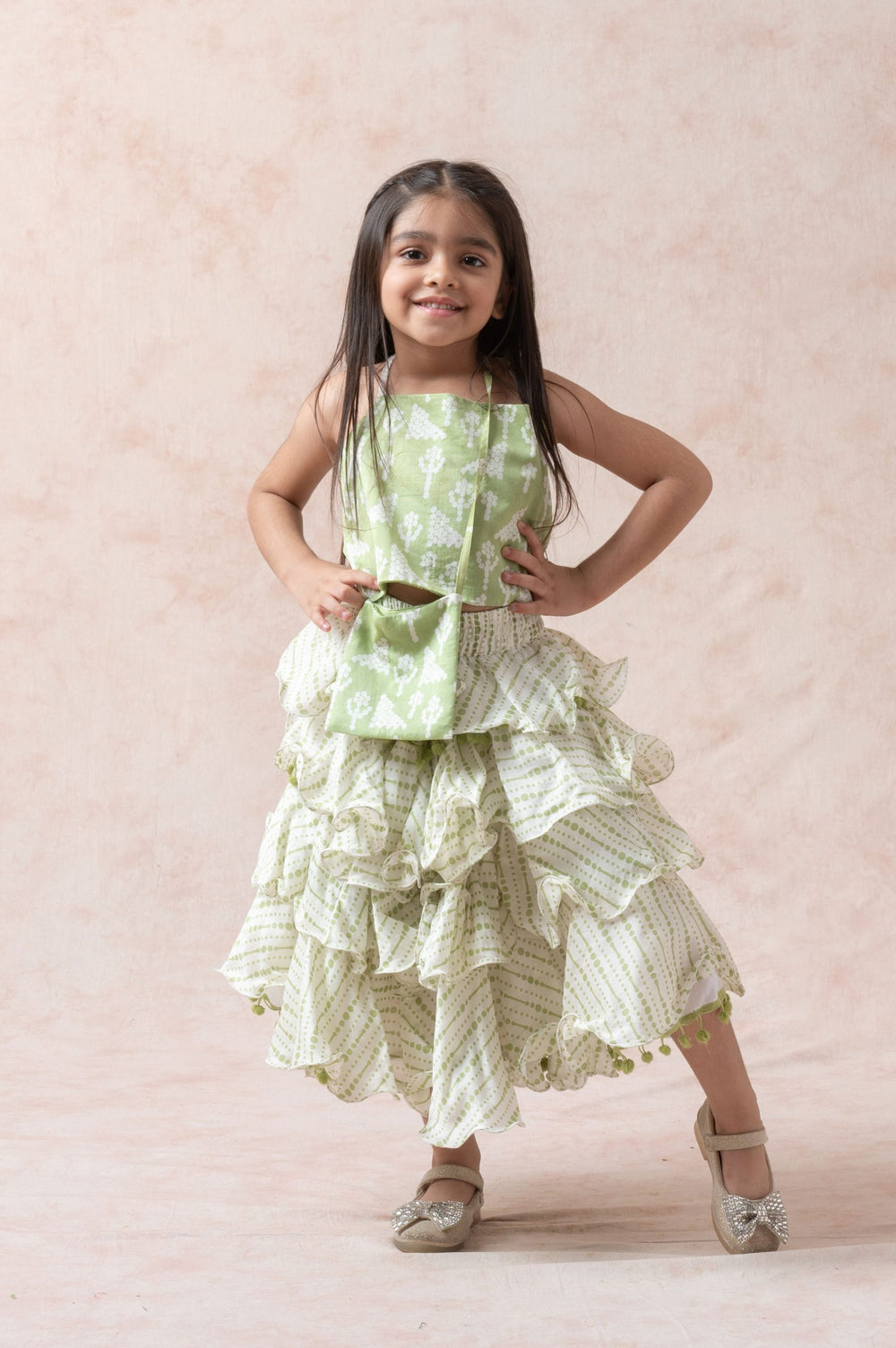 Chanderi silk top & skirt image 0