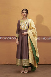 Anarkali with embroidered border and yoke image 0