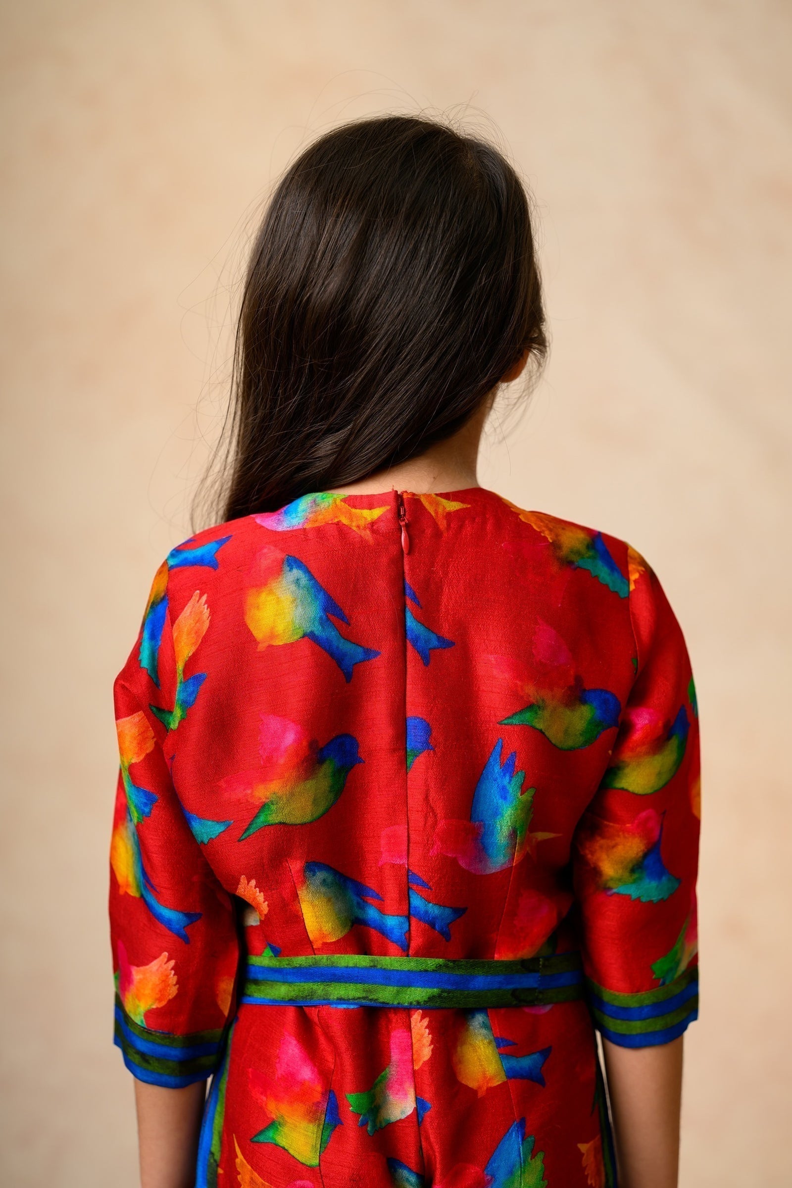 Pure silk organza with birds print twinning set for Mom + Daughter image 14