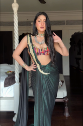 Influencer Gia in our Intricate Handwork Pre-Draped Saree image 0