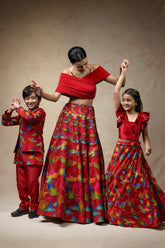 Hand Embroidered birds print twinning set for Mom + Daughter + Son image 0