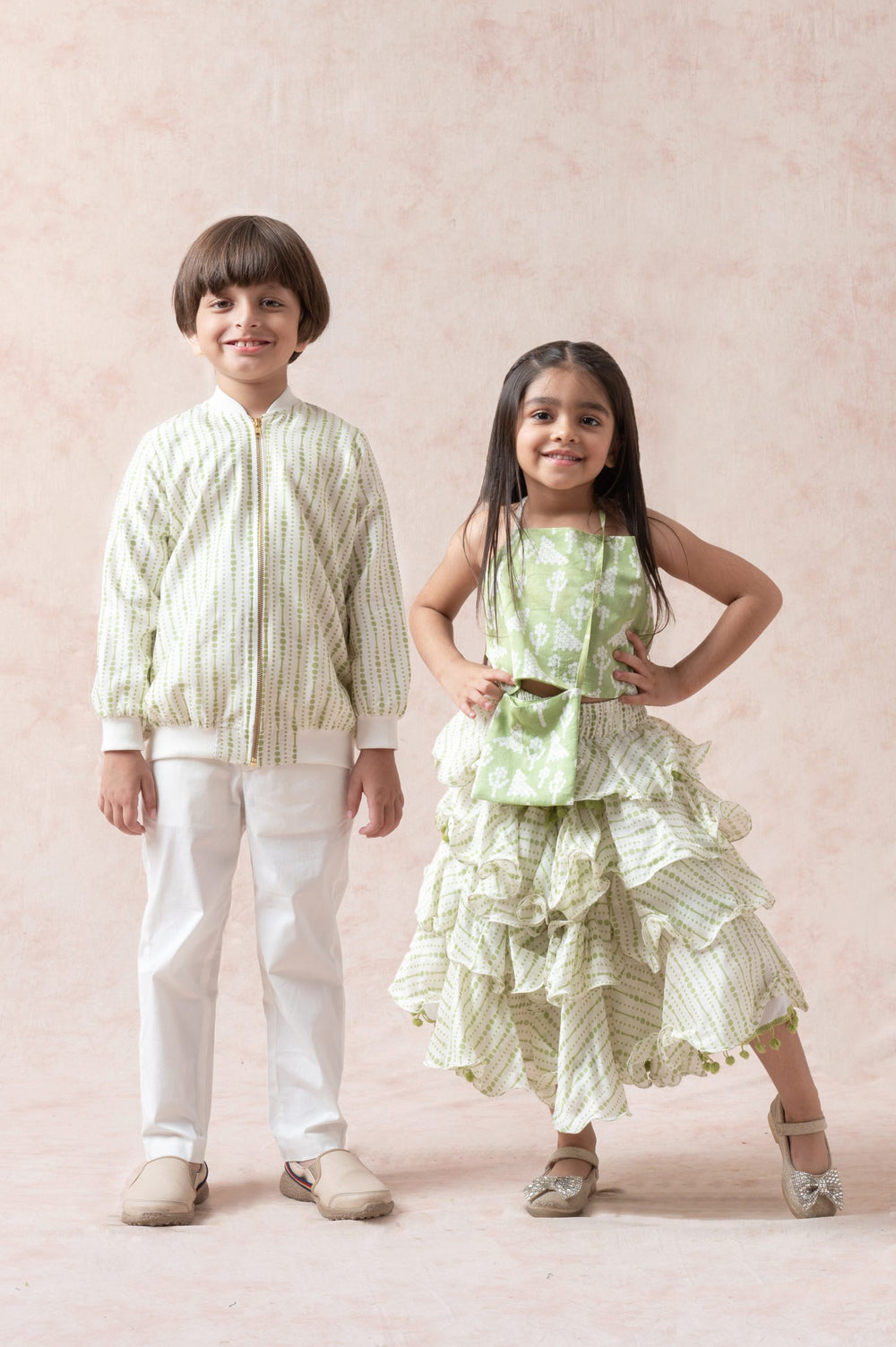 Chanderi silk siblings Set for Brother + Sister image 0