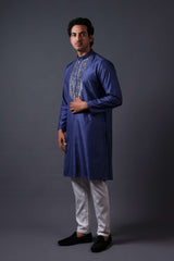 Neeli buti Hand Embroidered twinning set for Father + Daughter image 2