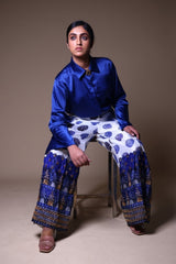Hand Embroidered Flared Pants With Shirt image 2