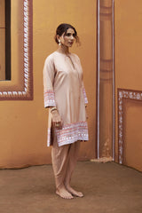half and half beige kurta with tulip pants image 6