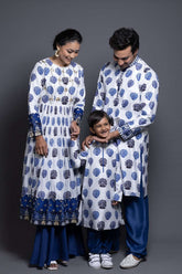 Neeli Buti Leather Work Twinning Set for Mom + Father + Son image 0