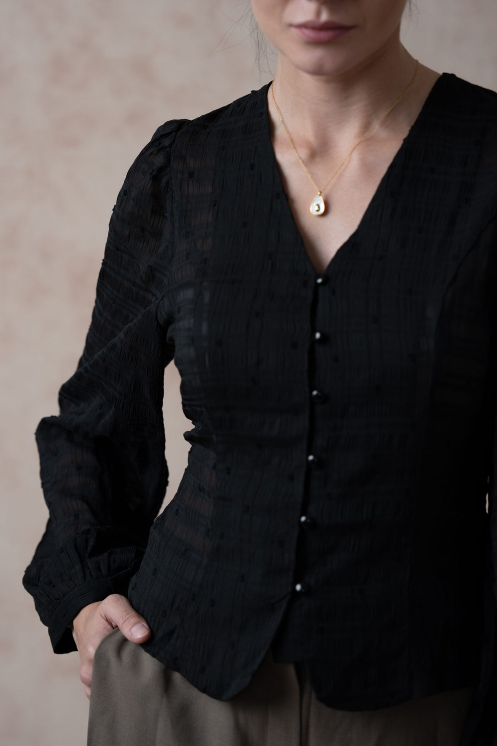 Pine Cone Black Sheer Top image 1