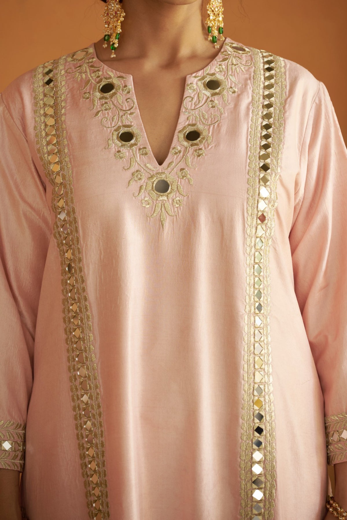 Aabha Antique Gold Embroidered A-Line Kurta Set
