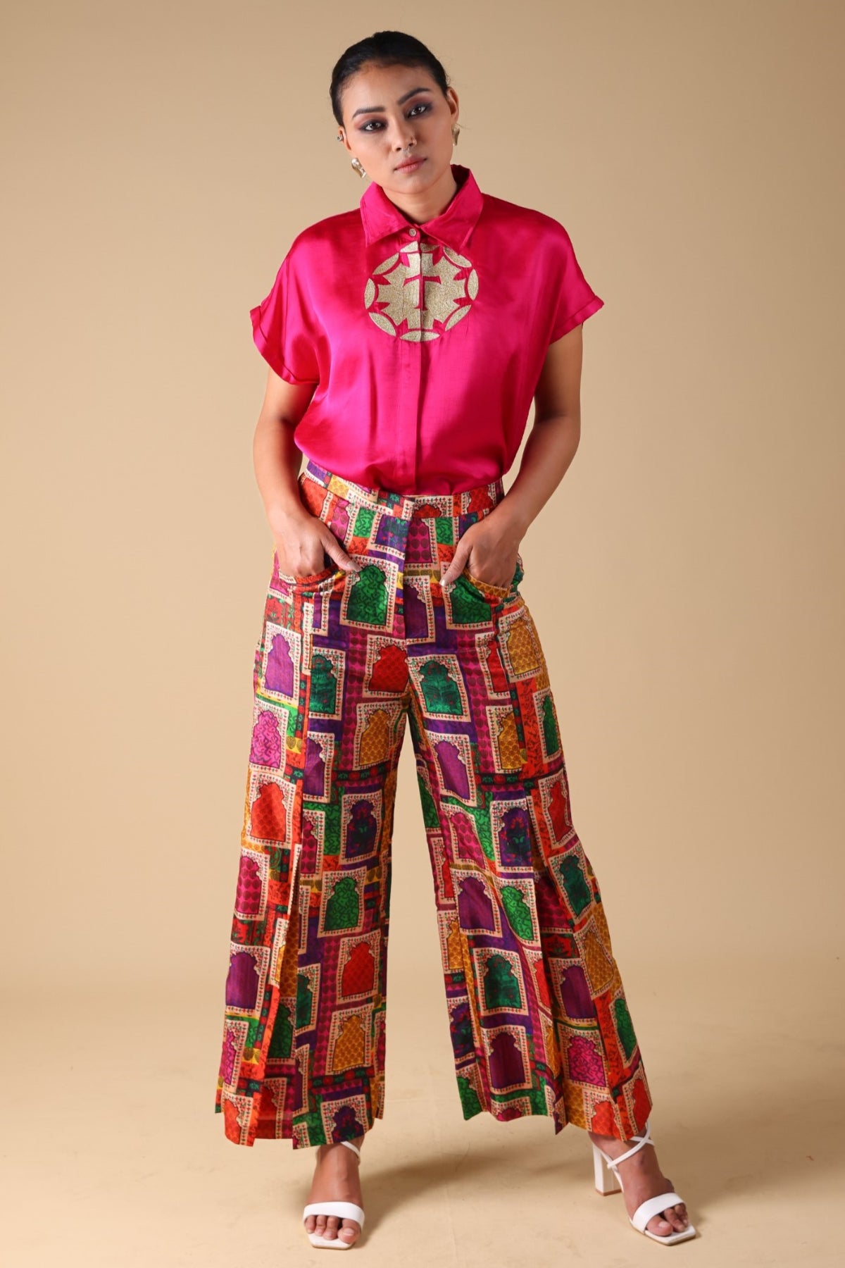 Anaya Hand-Embroidered Shirt With Pleated Pant Set