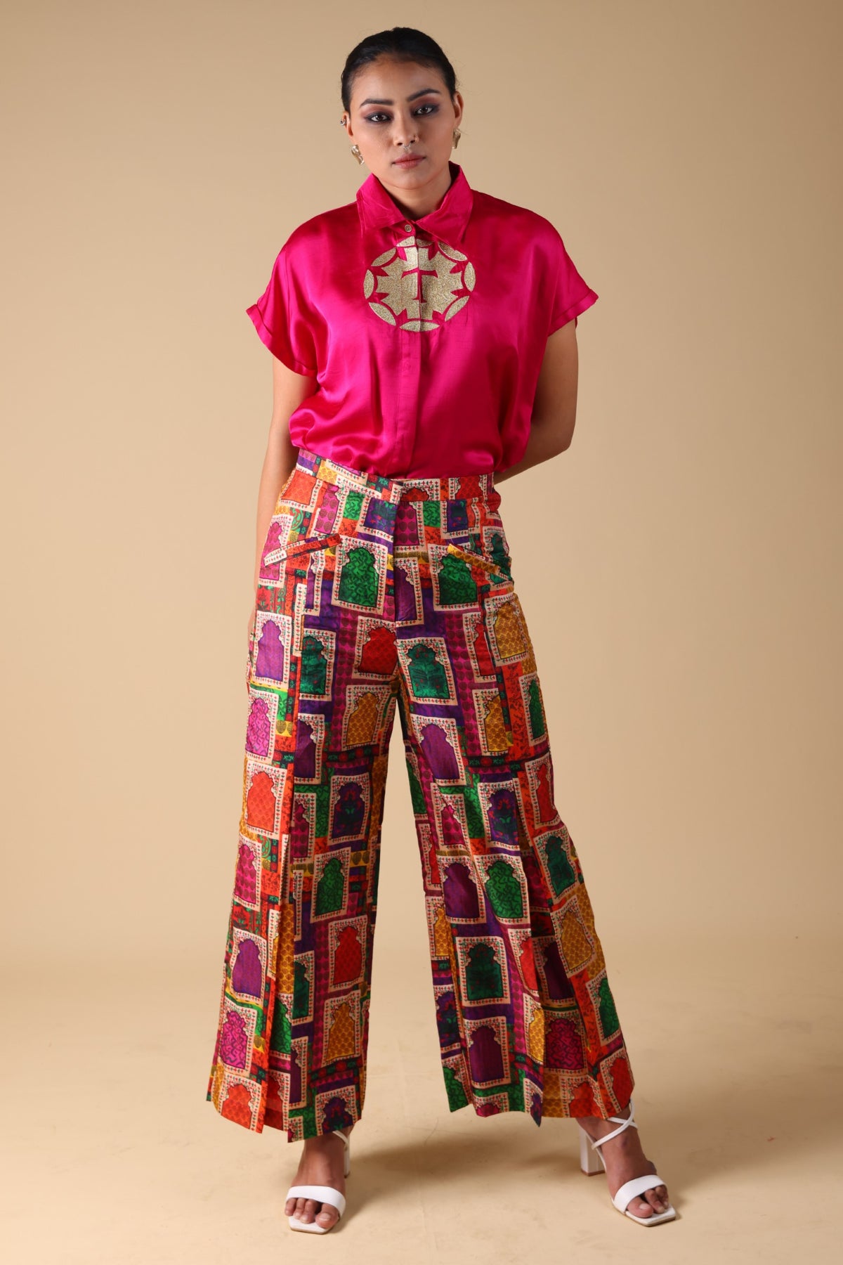 Anaya Hand-Embroidered Shirt With Pleated Pant Set