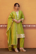 Aranya Green Chanderi Silk Mirror Work Kurta Set