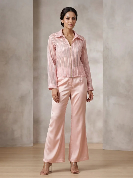 Aura — Embroidered Satin & Organza Co-ord Set