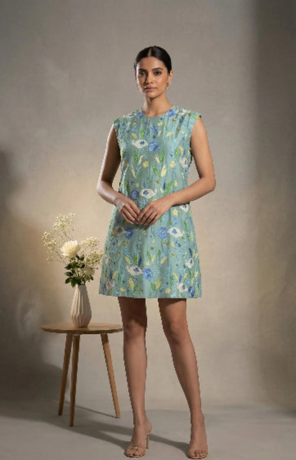 Elowen — Embroidered Chanderi Cotton Dress
