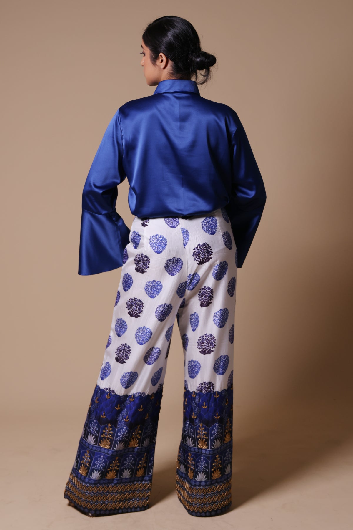 Noor Hand Embroidered Flared Pants With Shirt