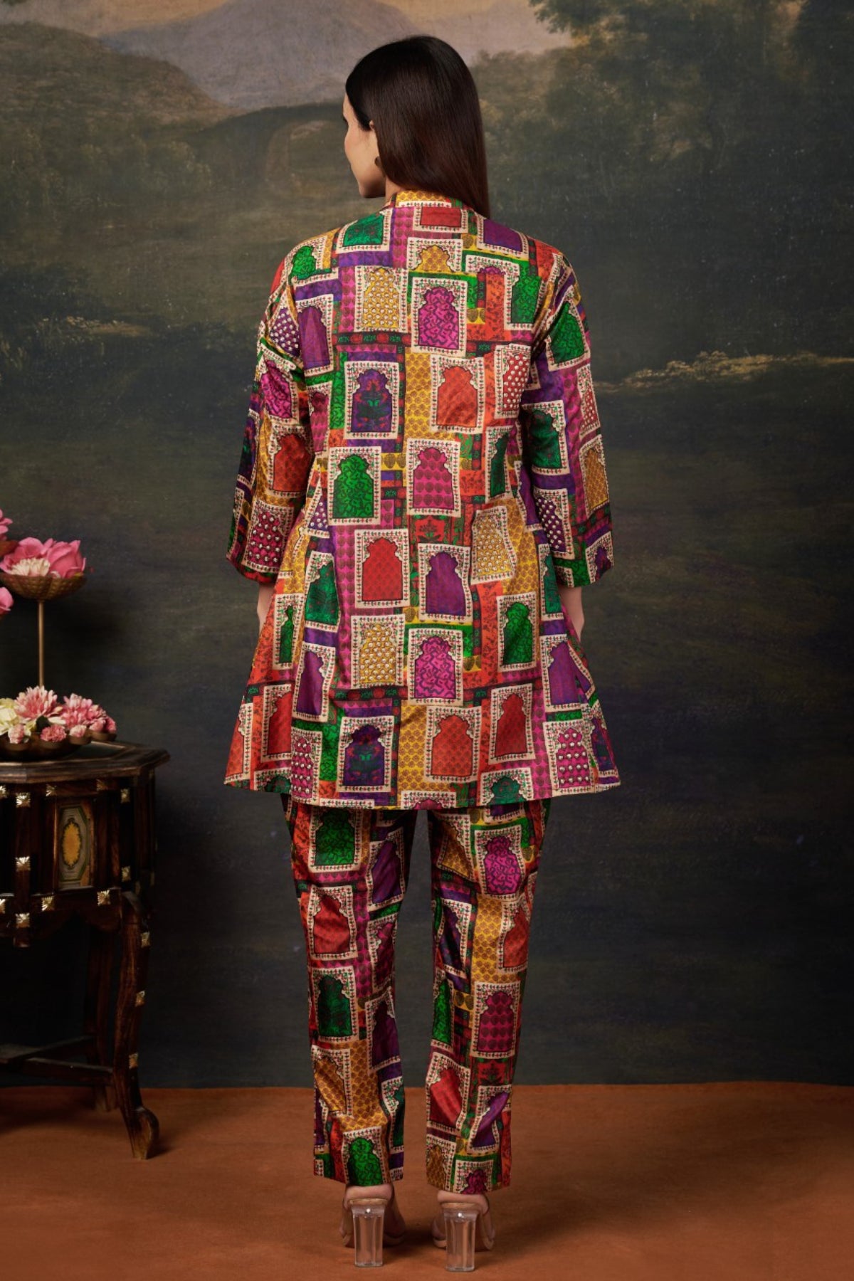 Hand Embroidered Pintuck kurti with pants