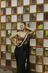 Maalavika Sundar in our Intricate Handwork Pre-Draped Saree