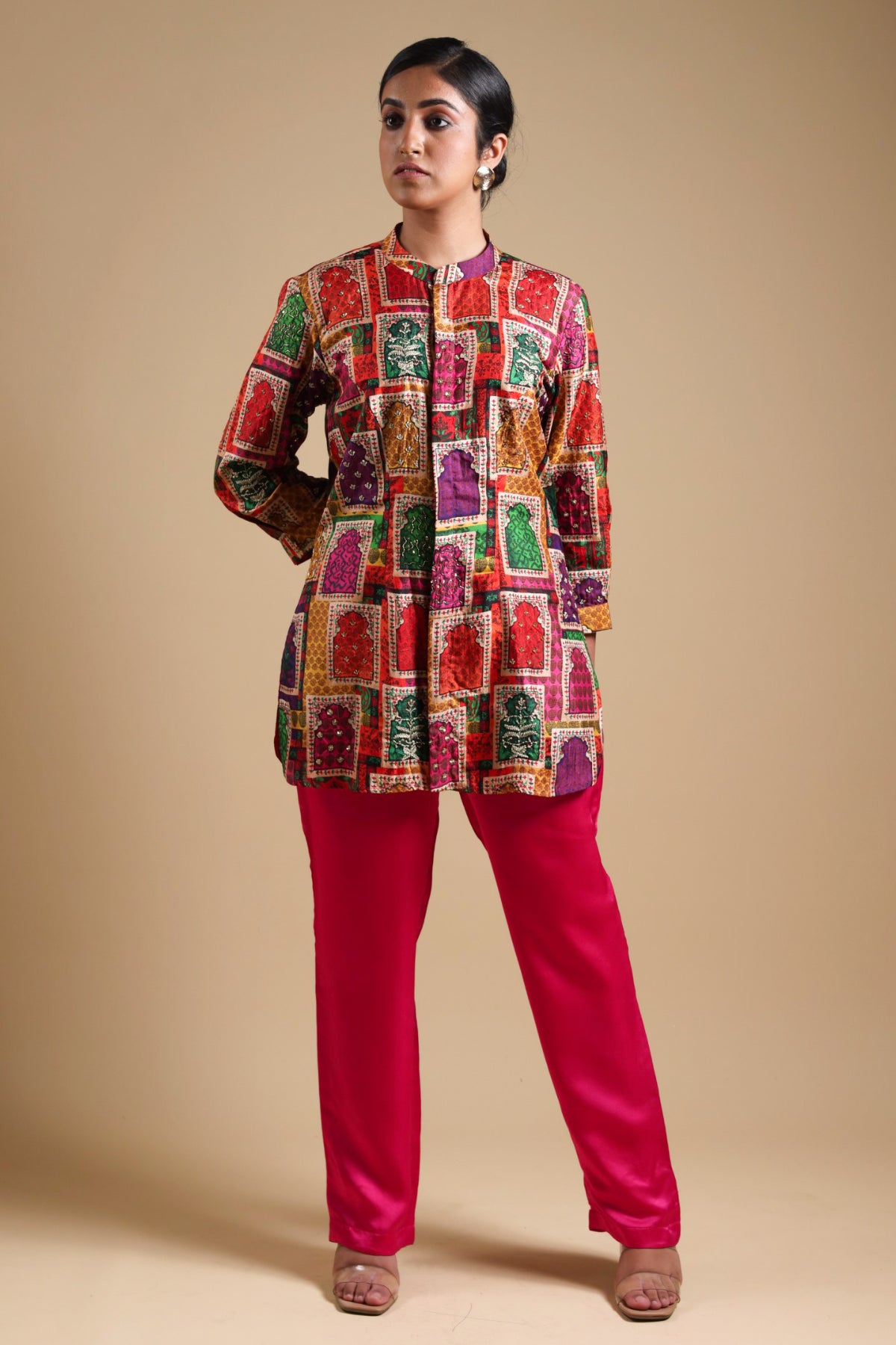 Samaira zardosi hand embroidered jharoka print co-ord set