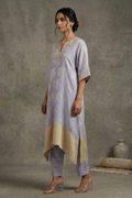 Sunkissed Petal - Lavender Hand-Embroidered Chanderi Silk Kaftan Set