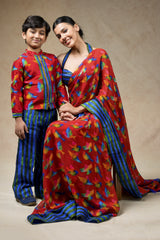 Birds print hand embroidered twinning set for Mom + Son