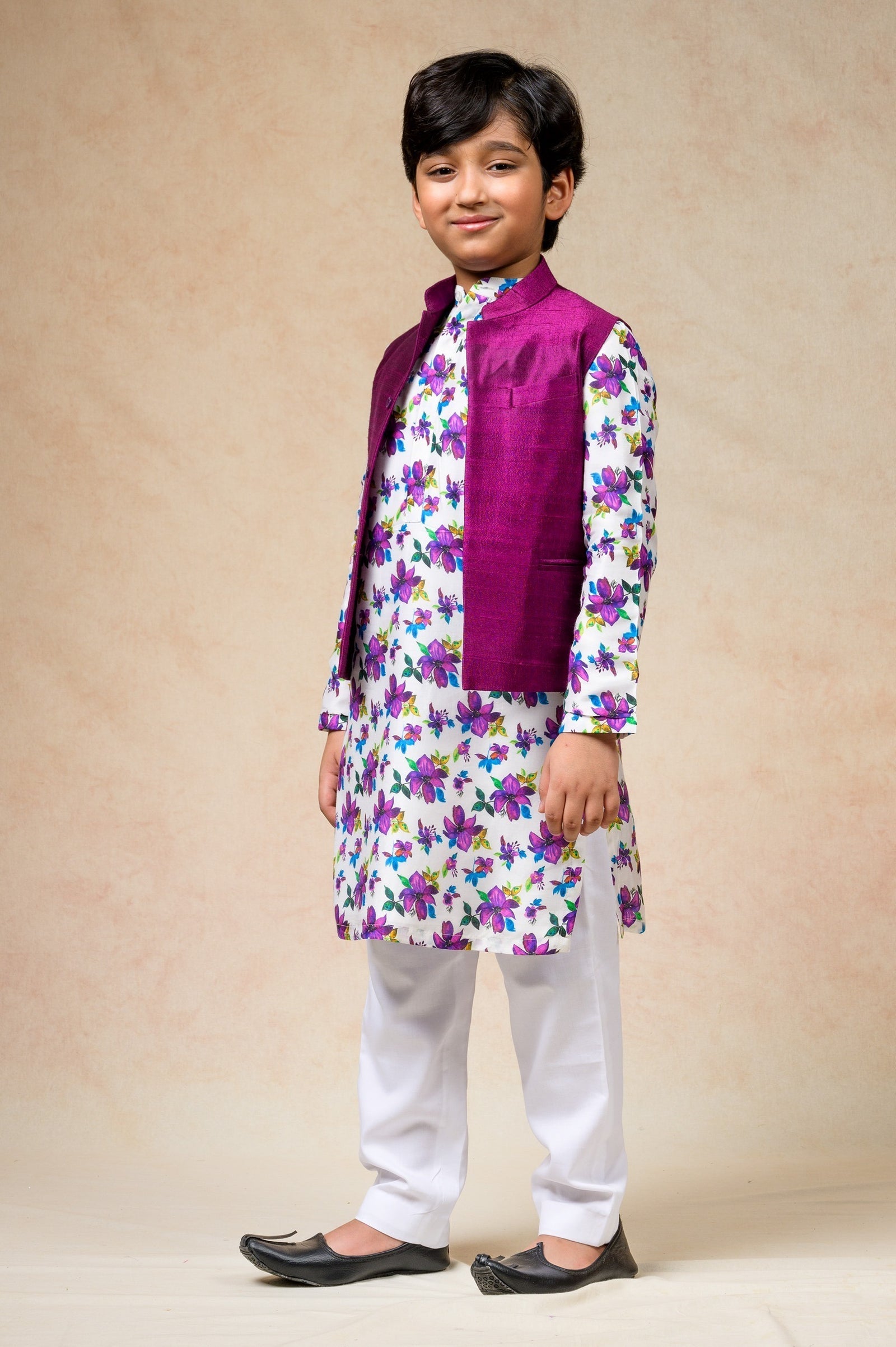 Hand Embroidered silk twinning set for Mom + Son