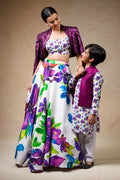 Hand Embroidered silk twinning set for Mom + Son