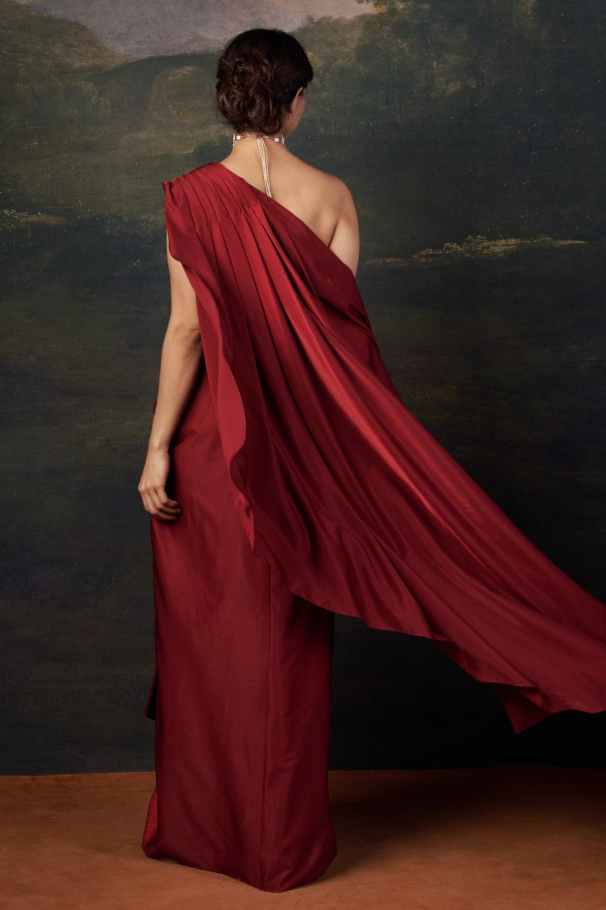 Naina - Red Stylish Strapless Hand-Embroidered Blouse with Pre-Draped Saree