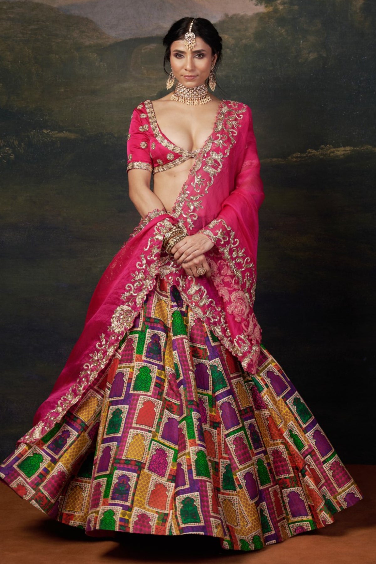 Ruhi - Pink Heavy Zardosi Work Bridal Lehenga Set