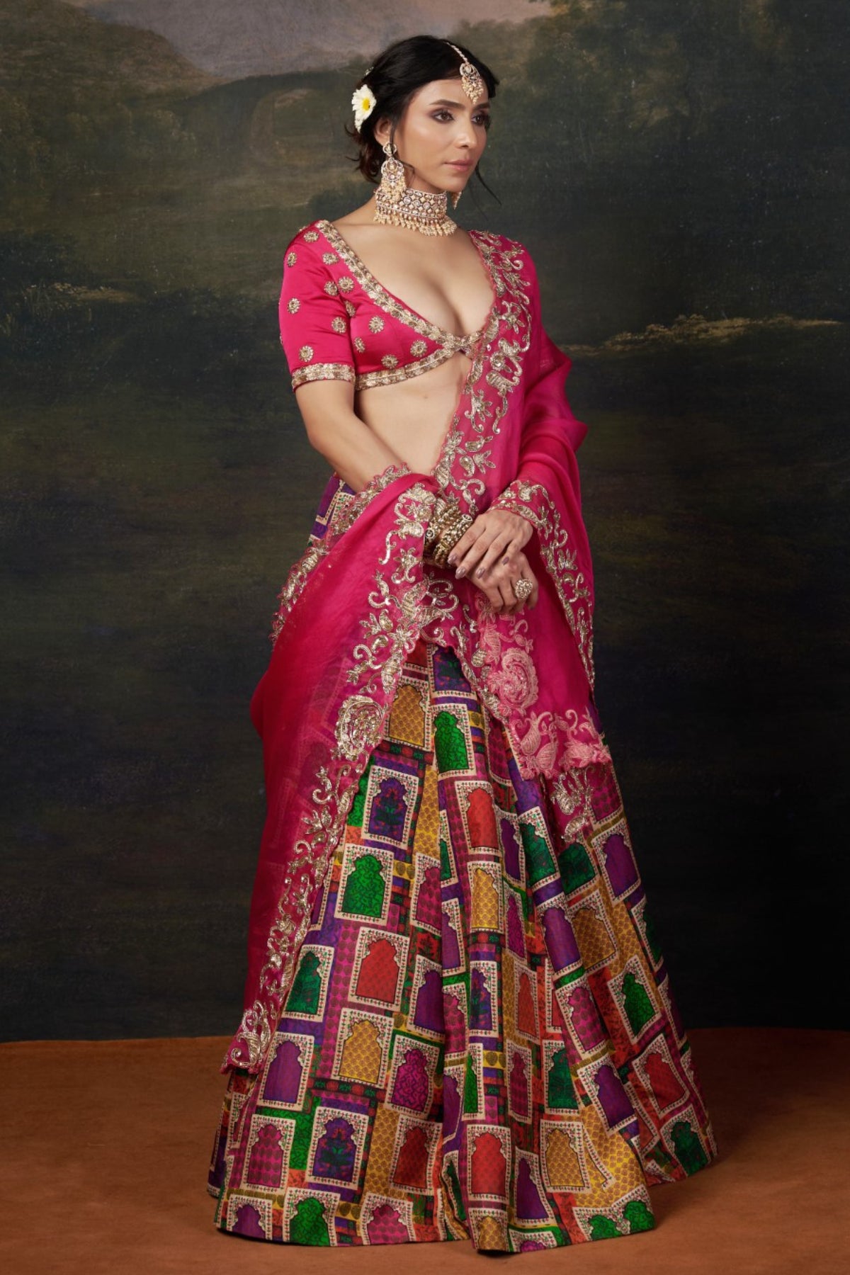 Ruhi - Pink Heavy Zardosi Work Bridal Lehenga Set