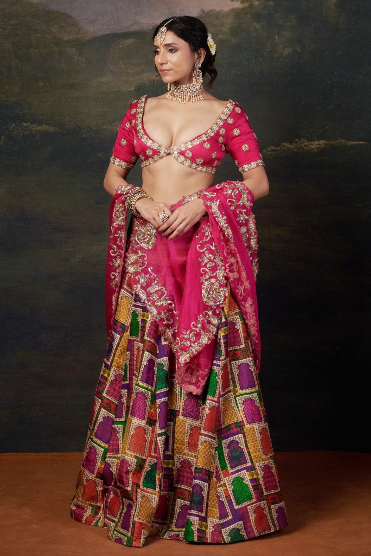 Ruhi - Pink Heavy Zardosi Work Bridal Lehenga Set