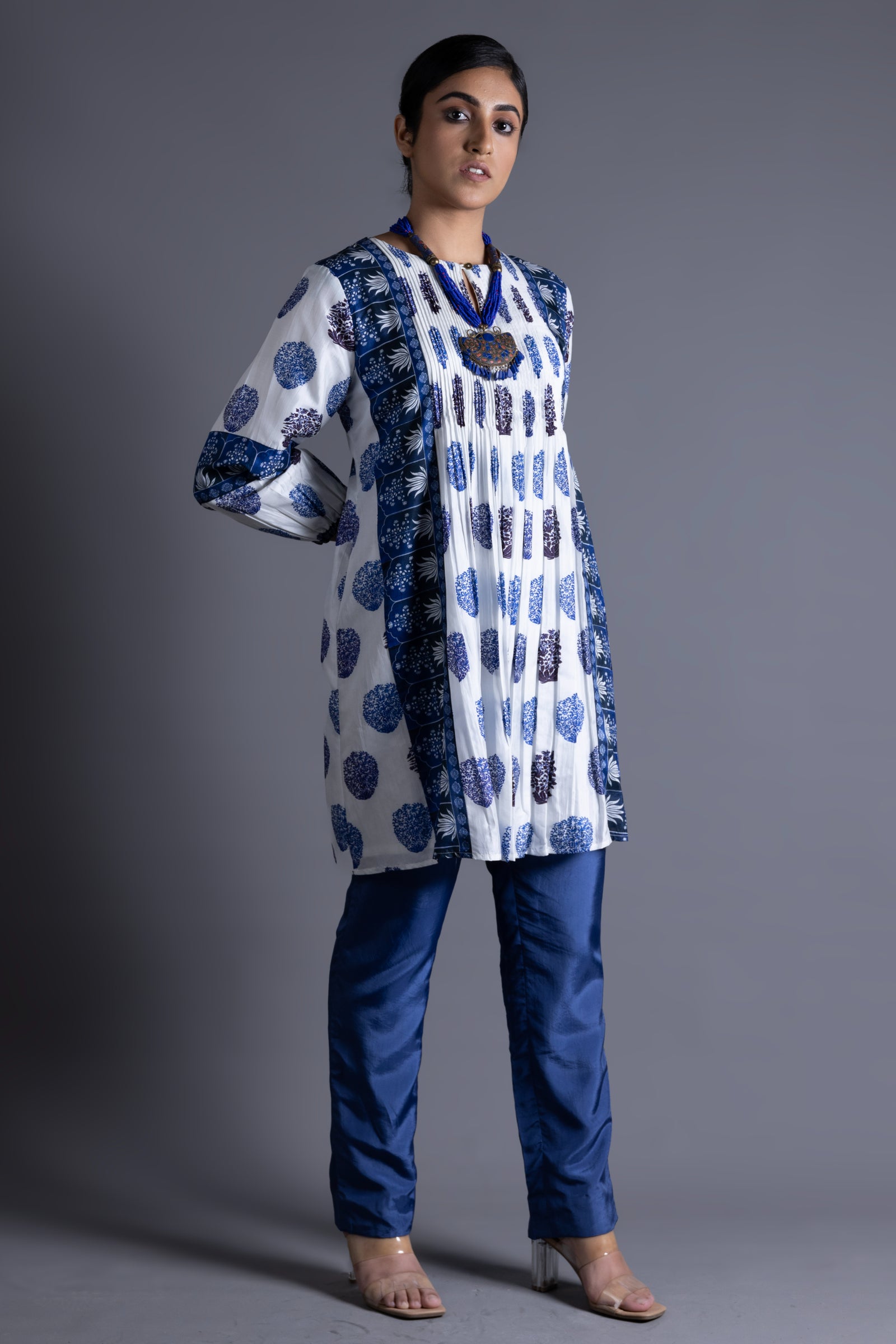 Siya Pleated Kurti With Tailored Pant Set