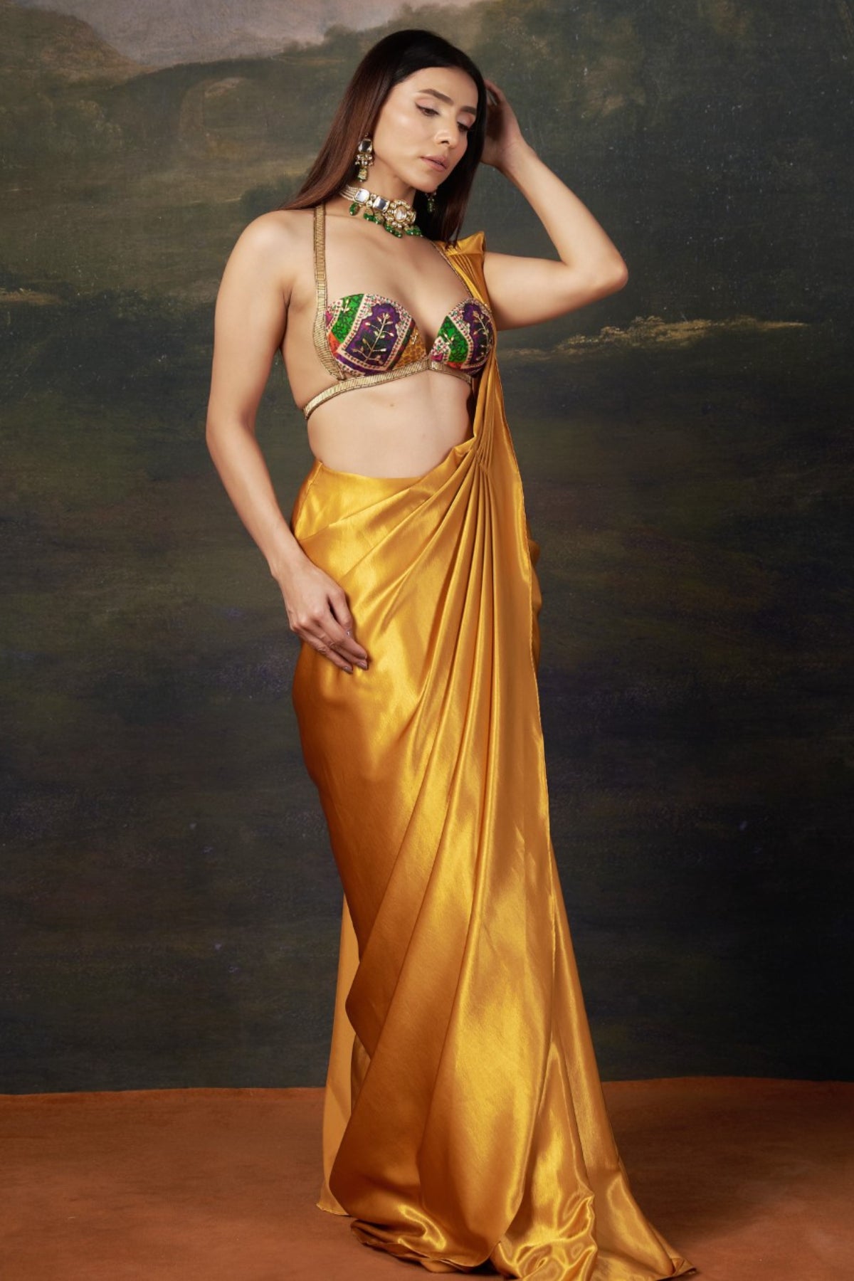 Swarna - Liquid Gold Saree with Cleopatra Blouse
