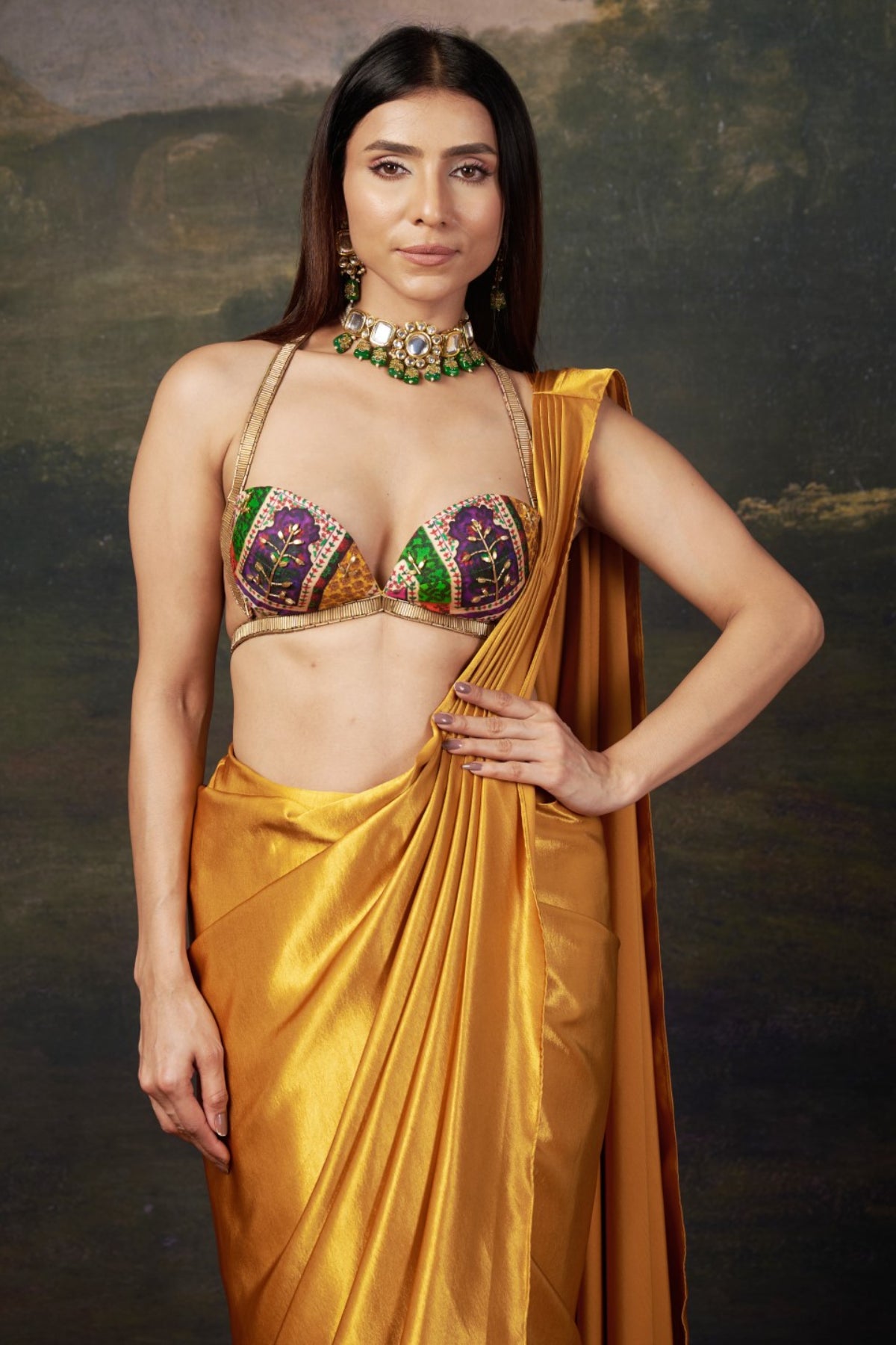 Swarna - Liquid Gold Saree with Cleopatra Blouse