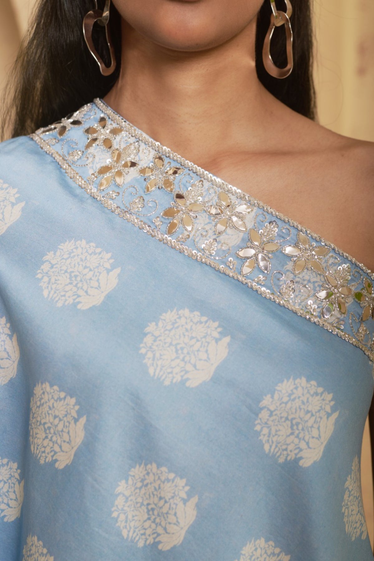 Tanvi Hand Embroidered Off Shoulder Tunic Set