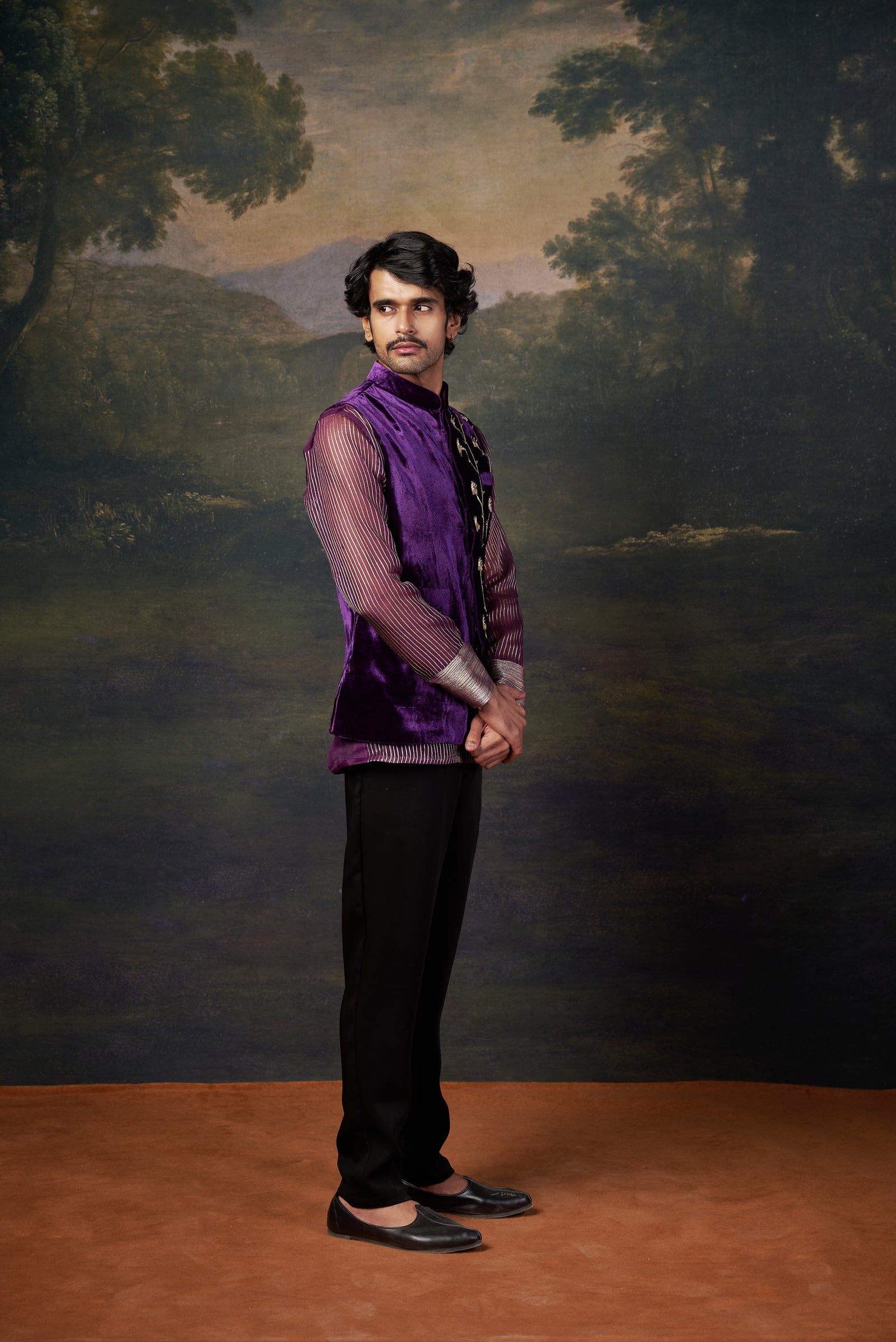 Raas Hand-Embroidered Organza Shirt With Jacket Set