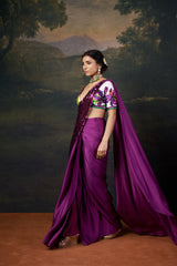 Hand embroidered blouse with signature abstract big flower print saree