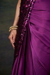 Hand embroidered blouse with signature abstract big flower print saree